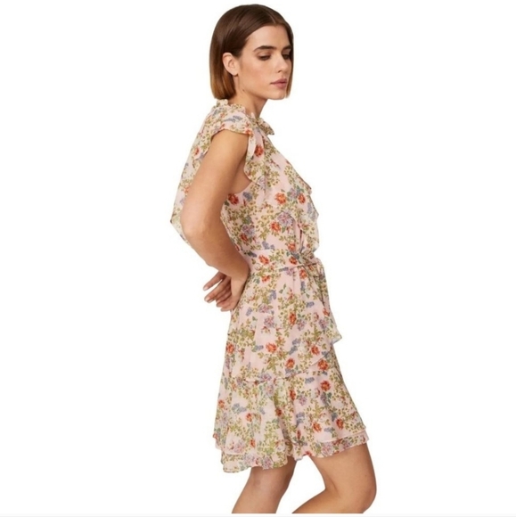 Marissa Webb Collective Floral Ruffle Tie mini Pink Dress in Pink Size Large - Picture 3 of 16